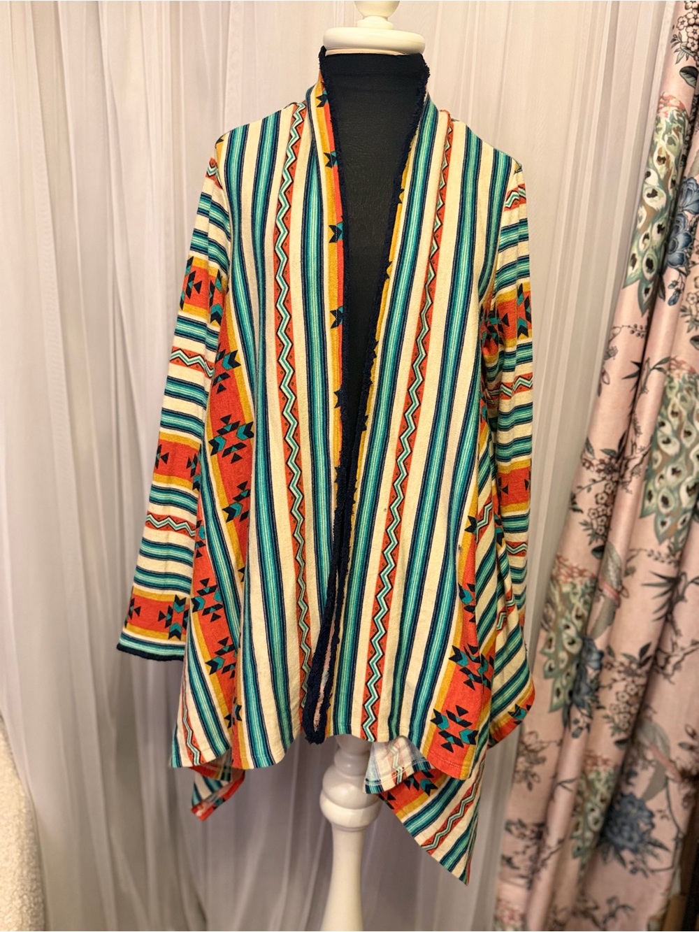 Skies Are Blue Southwestern Aztec Open Front Cardigan Size Small New